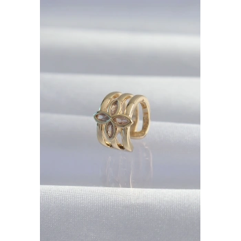 VipMarketim Pirinç Gold Renk Yonca Earcuff Küpe 5886