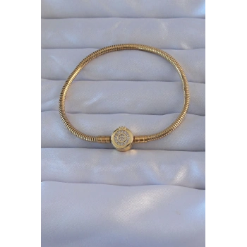 VipMarketim Pirinç Gold Renk Zirkon Taşlı Charm Bileklik 5886