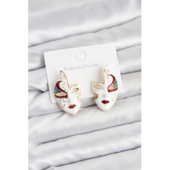 VipMarketim Pirinç Maske Model Kadın Küpe 5886