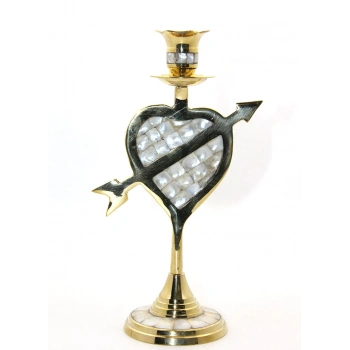 VipMarketim Pirinç Sedefli Tekli Şamdan 20 cm