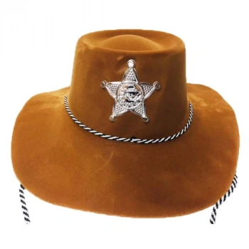 VipMarketim Plastik Kovboy Şapkası Nubuk Kaplama Kahve