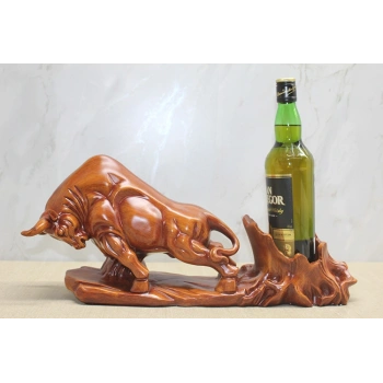 VipMarketim Polyester Boğa Figürü Şaraplık