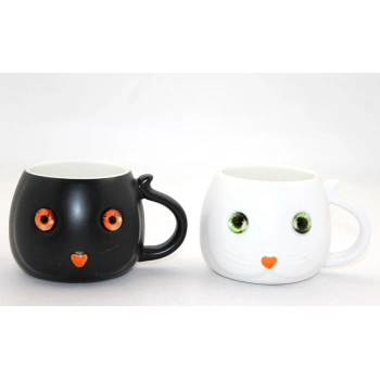 VipMarketim Porselen Kedili Kupa Bardak