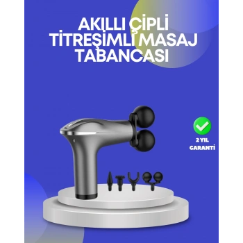 VipMarketim Portatif Şarjlı Masaj Tabancası 4 Başlık Derin Doku Masaj Aleti