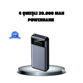 VipMarketim Powerbank 20000 mAh 4 Çıkışlı Hızlı Şarjlı ve LED Göstergeli
