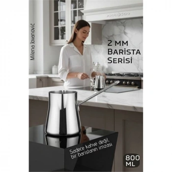 VipMarketim Premium 304 Paslanmaz Çelik Cezve - 800 ml Profesyonel Barista Serisi Isıya Dayanıklı Sap