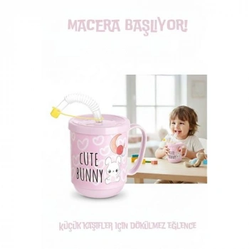 VipMarketim Premium Pipetli Çocuk Bardağı 350 ml -Alıştırma Bardağı ve Suluk