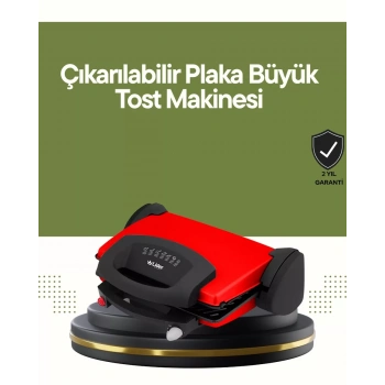 VipMarketim Profesyonel 2000W Tost Makinesi – Ayarlanabilir Termostat ve Çıkarılabilir Plaka