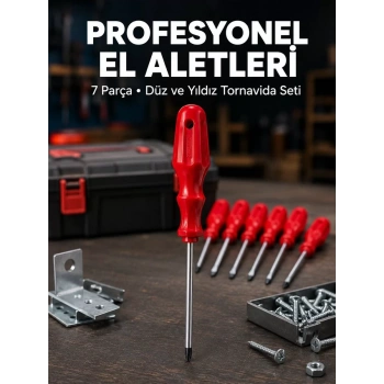 VipMarketim Profesyonel 7 Parça Tornavida Seti Ergonomik Saplı El Aleti