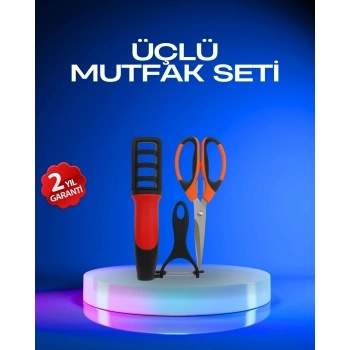 VipMarketim Profesyonel Mutfak Makas Seti – Kesim Makası + Soyacak + Bileyici