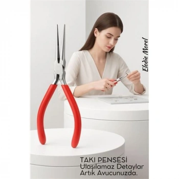 VipMarketim Profesyonel Uzun İnce Sivri Uçlu Kargaburun Takı Pensesi 12 cm - Hassas Mücevherat Onarımı