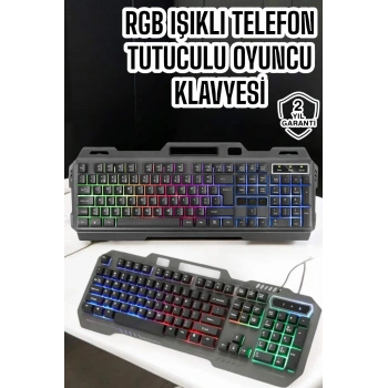 VipMarketim Q Klavye RGB Işıklı Klavye Ve Mouse Seti Kablolu Mouse Hediyeliş