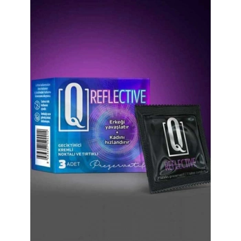 VipMarketim Q REFLECTİVE 3'LÜ KREMLİ TIRTIKLI PREZERVATİF