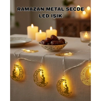 VipMarketim Ramazan Temalı Ay İçinde Secde Eden Adam LED Peri Işığı