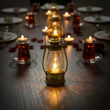 VipMarketim Ramazan Temalı Gold Gaz Lambası LED Işık