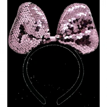 VipMarketim Renk Değiştiren Pullu Payetli Fiyonk Parti Tacı Pembe Gümüş Renk 20x16 cm