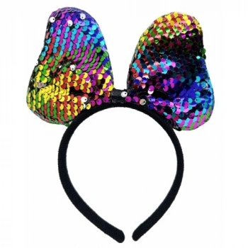 VipMarketim Renk Değiştiren Pullu Payetli Fiyonk Parti Tacı Rengarenk Gümüş Renk 20x16 cm