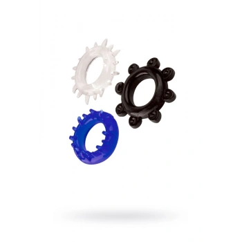 VipMarketim Renkli Silikon Noktalı 3lü Penis Halkası Seti