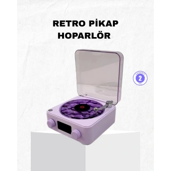 VipMarketim Retro Pikap Hoparlör Bluetooth AUX USB Type-C Projektörlü 360° Sesli Taşınabilir