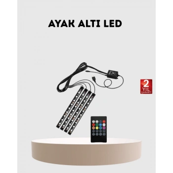 VipMarketim RGB Araç İçi LED Aydınlatma 12V 48 LED Müzik Kontrollü 4 Şerit Set
