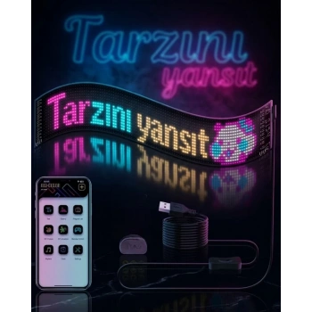 VipMarketim RGB LED Matrix Panel Esnek Yapı Uygulama Kontrollü Kayan Yazı Ekranı