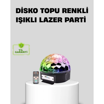 VipMarketim Ritim Hassasiyetli Bluetooth Hoparlörlü Disko Işığı Döner LED Efektli