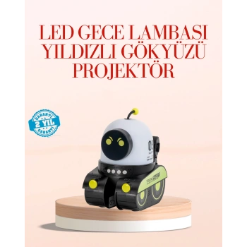 VipMarketim Robot Tasarımlı Bluetooth Hoparlörlü Yıldızlı Gökyüzü Projektör