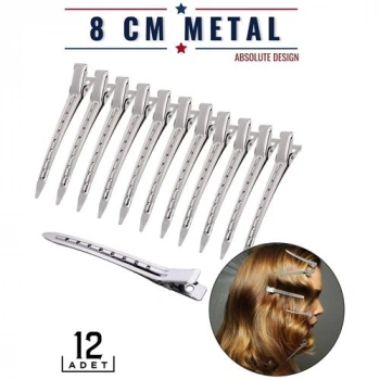VipMarketim Saç Klipsi Metal Toka 12 Adet Absolute Design