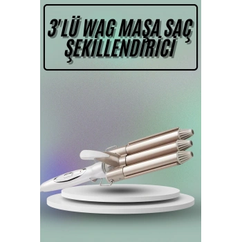 VipMarketim Saç Şekillendirici Wag Maşa Üçlü Yüksek Isı Ayarlı Seramik Kaplama