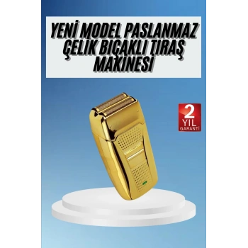 VipMarketim Sakal Kesme Tıraş Makinesi Paslanmaz Çelik Gold Şarjlı