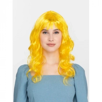VipMarketim Sarı Renk Uzun Dalgalı Parti Peruğu