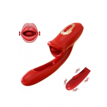 VipMarketim Şarjlı 2 in 1 Klitoris ve G Noktası Vibratörü – Dil ve Dudak Hareketli, Güçlü Titreşimli