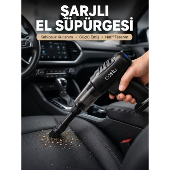 VipMarketim Şarjlı Araç İçi El Süpürgesi ve Hava Pompası