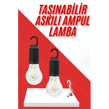 VipMarketim Şarjlı Aydınlatma Ampul Tasarımlı Ambians Işık Askılı Kamp Lambası
