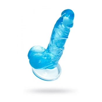 VipMarketim Şeffaf Mavi Testisli Vantuzlu 16cm Yumuşak Jel Dildo