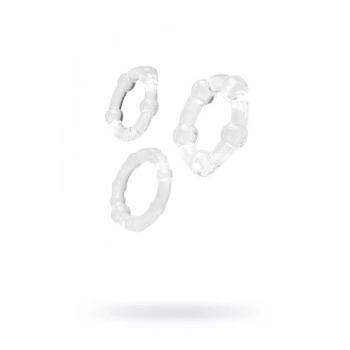 VipMarketim Şeffaf Silikon Noktalı 3lü Penis Halkası Seti