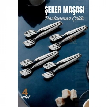 VipMarketim Şeker Maşası Paslanmaz Çelik 4 ADET