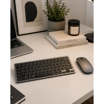 VipMarketim Sessiz Kullanım Sunan Bluetooth Klavye Mouse Seti Çoklu Cihaz Uyumlu