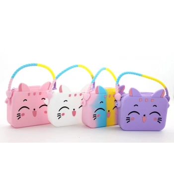 VipMarketim Sevimli Kedi Tasarımlı Silikon Çanta