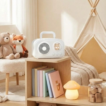 VipMarketim Sevimli Tasarımlı Taşınabilir Radyolu Bluetooth Hoparlör Beyaz