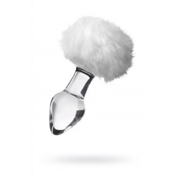 VipMarketim Sexus Glass Anal Kılıf, Beyaz At Kuyruğu, Cam, Transparan, 14 Cm, Ø 4 Cm