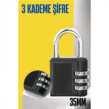 VipMarketim Şifreli Asma Kilit 3 Kademe 35 mm