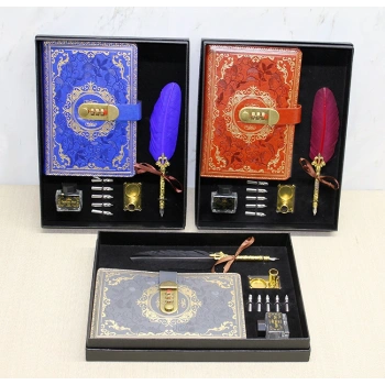 VipMarketim Şifreli Deri Defter Ve Divit Hokka Seti