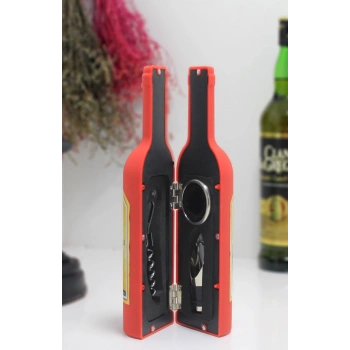 VipMarketim Şişe Tirbuşon Seti Küçük Boy Kırmızı