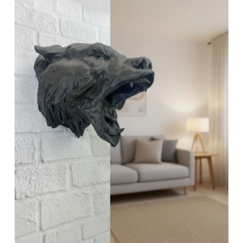 VipMarketim Siyah Ayı Figürü Duvar Dekoru Asılabilir Hediyelik Heykel 25x19 cm (Kopya)