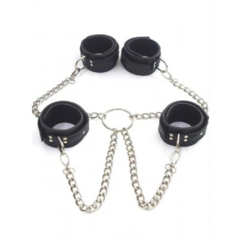 VipMarketim Siyah Deri El Ayak Kelepçesi