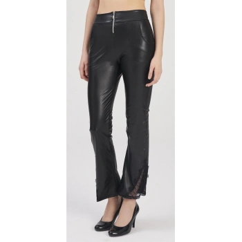 VipMarketim Si̇yah Deri̇ Görünümlü Pantolon (Kod:334)