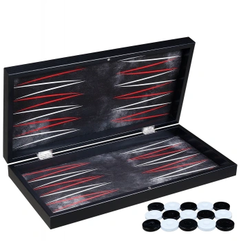 VipMarketim Siyah Deri Kaplamalı Özel Tasarım Tavla Seti