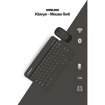 VipMarketim Siyah Kablosuz Klavye Ve Mouse Seti