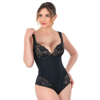 Vipmarketim Siyah Mi Emay Dantelli Agraflı Body Korse (kod:2947)
